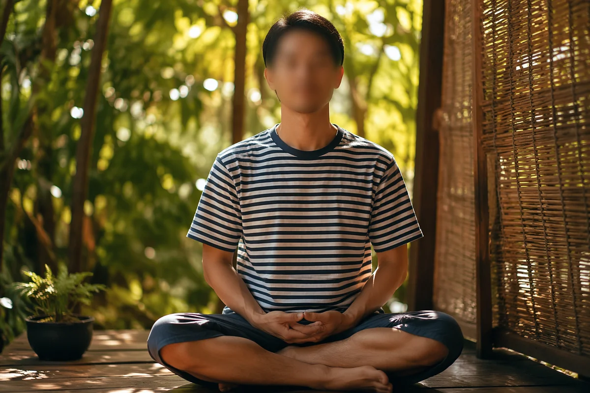 Peaceful Cross-Legged Meditation in Garden Light