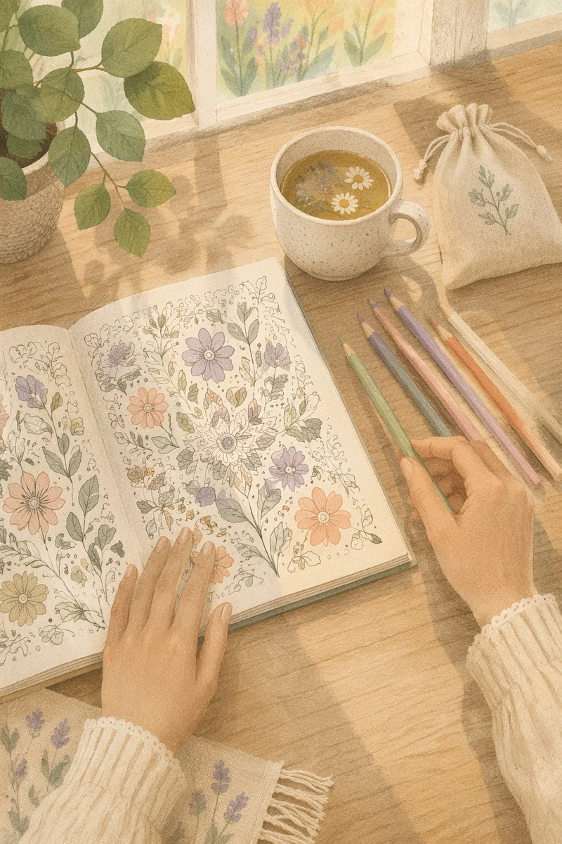Mindfulness Coloring Book and Pastel Pencils