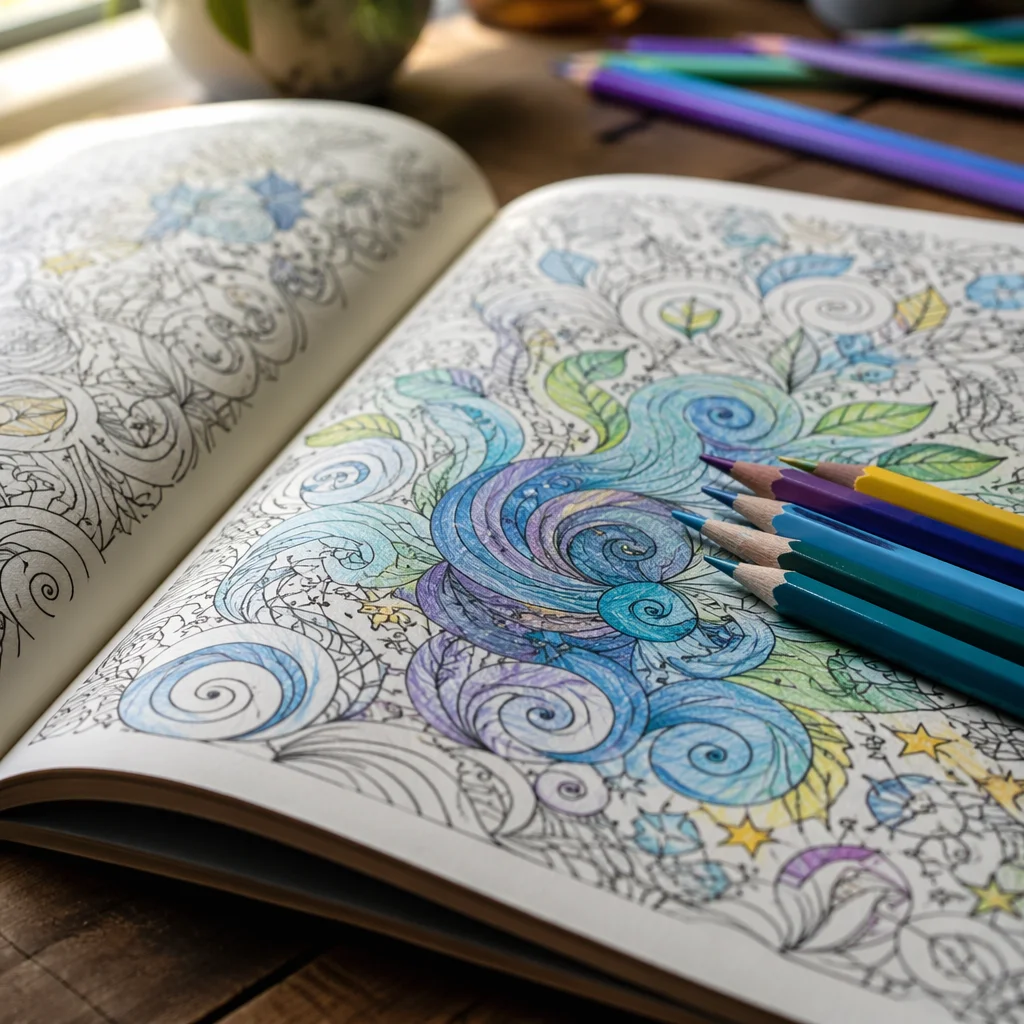 Mindfulness Coloring Book with Colored Pencils