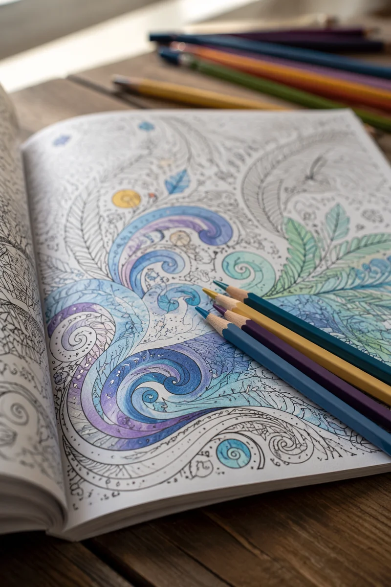 Mindfulness Coloring Book with Colored Pencils