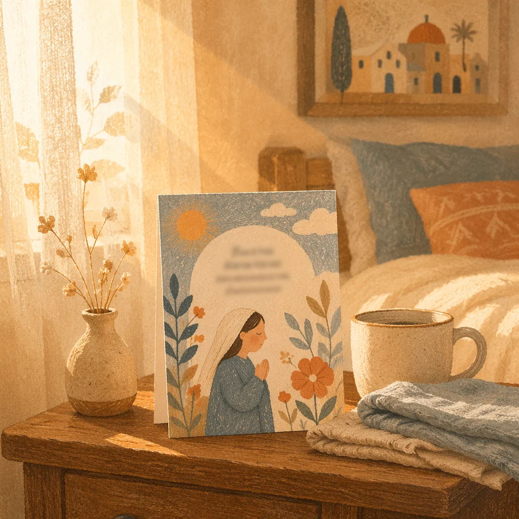 Sunlit Morning Affirmation Card on Nightstand