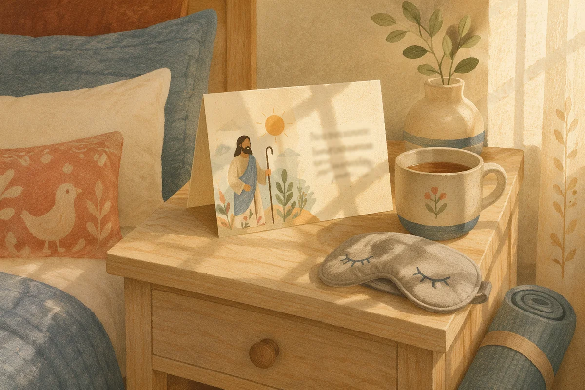 Sunlit Morning Affirmation Card on Nightstand
