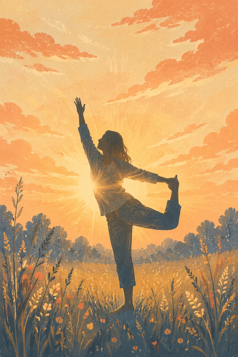 Sunrise Meadow Yoga Flow Silhouette