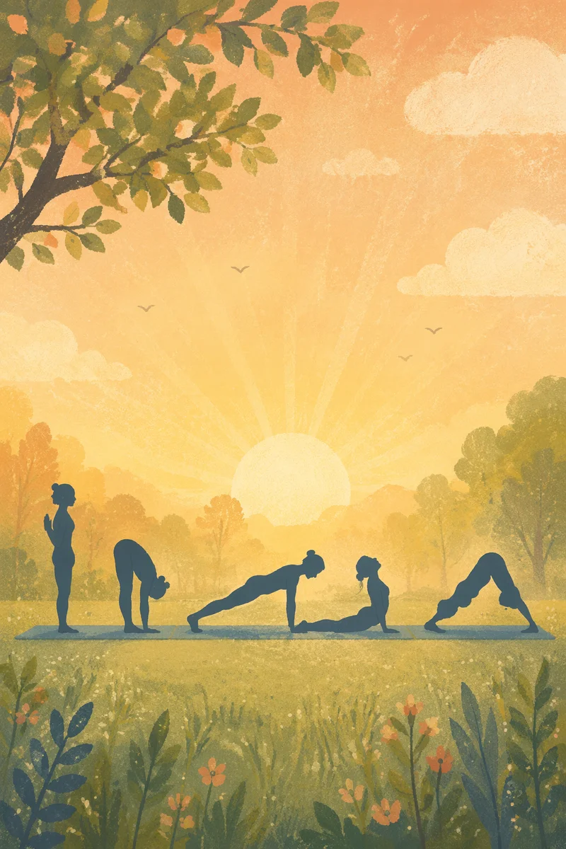 Morning Sun Salutation on Grassy Hilltop