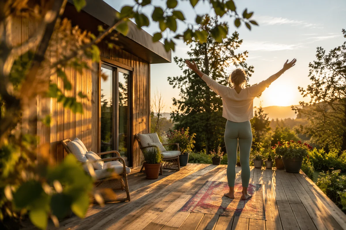 Morning Sun Salutation on Outdoor Terrace