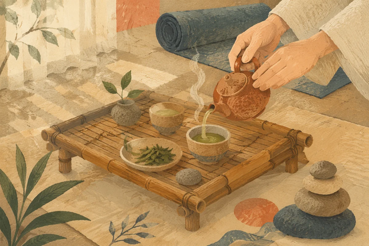 Mindful Organic Tea Ceremony with Ceramic Cups