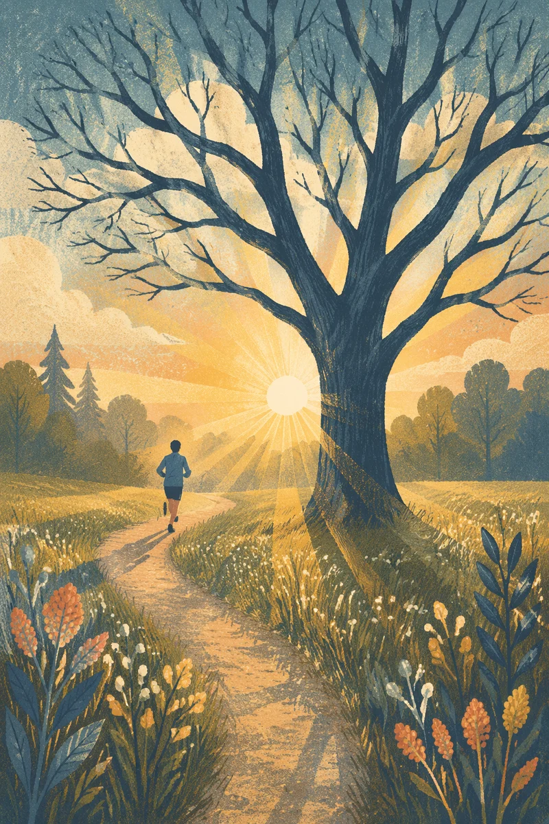 Sunrise Runner on Golden Meadow Path