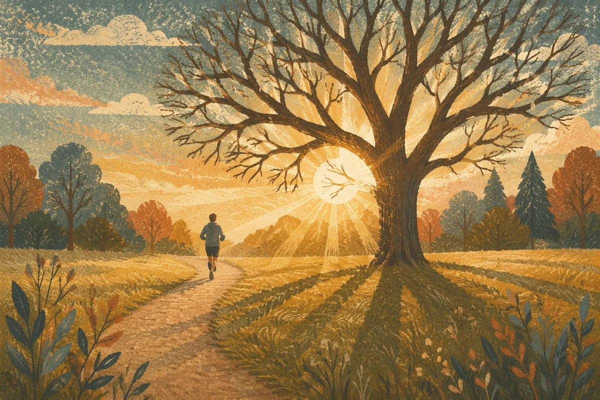 Golden Sunrise Jogging Path with Lone Runner