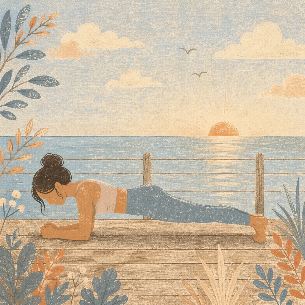 Sunrise Beach Plank Fitness Meditation