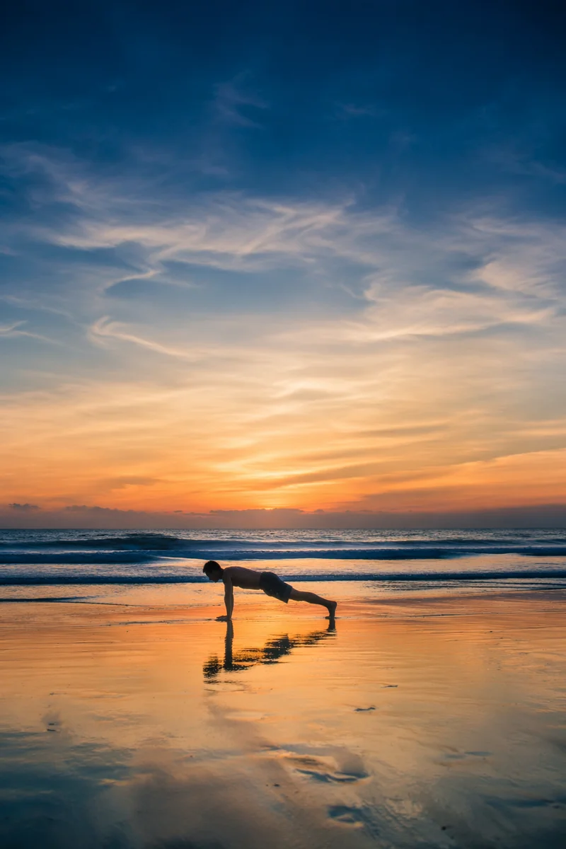 Sunrise Beach Plank Fitness Silhouette