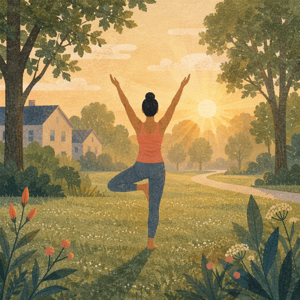 Peaceful Tree Pose at Sunrise Park