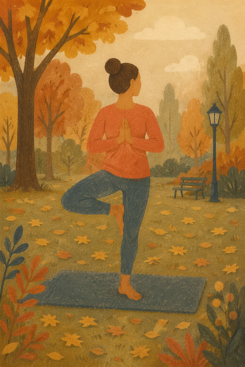 Autumn Park Yoga Tree Pose