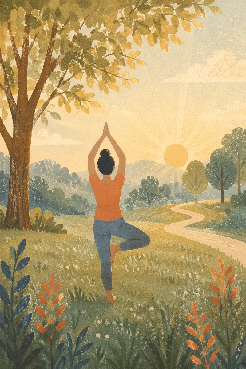 Sunrise Tree Pose in Peaceful Park