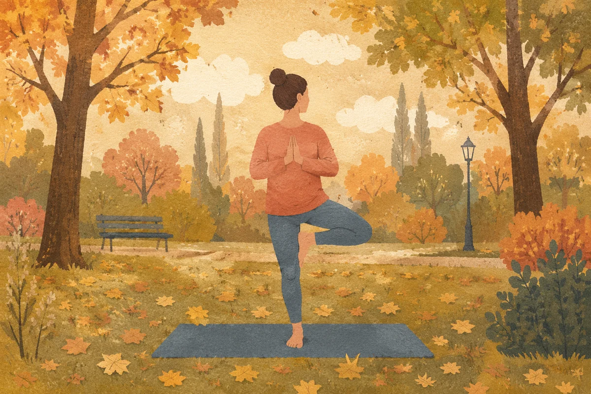 Autumn Park Yoga Tree Pose