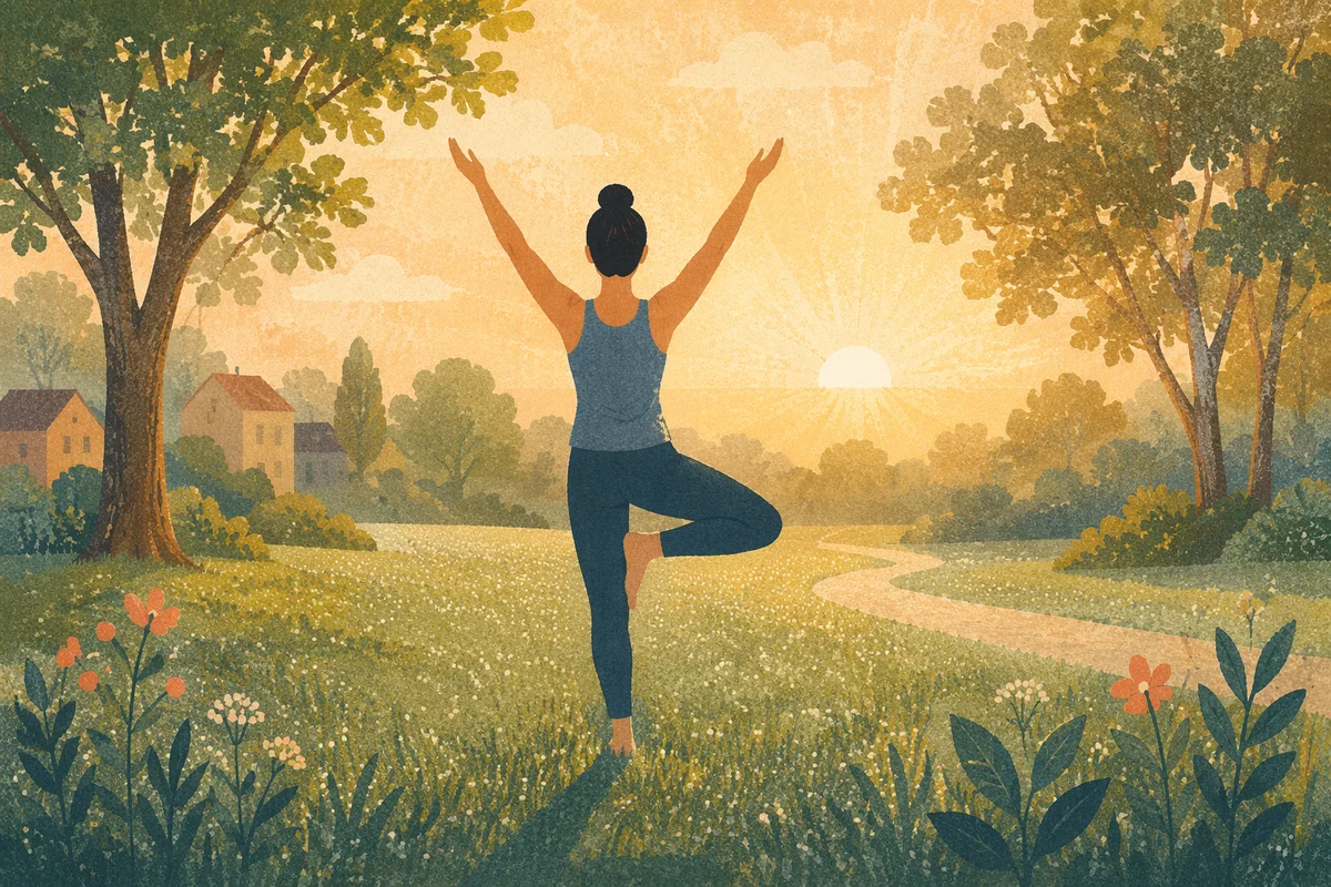 Peaceful Tree Pose at Sunrise Park