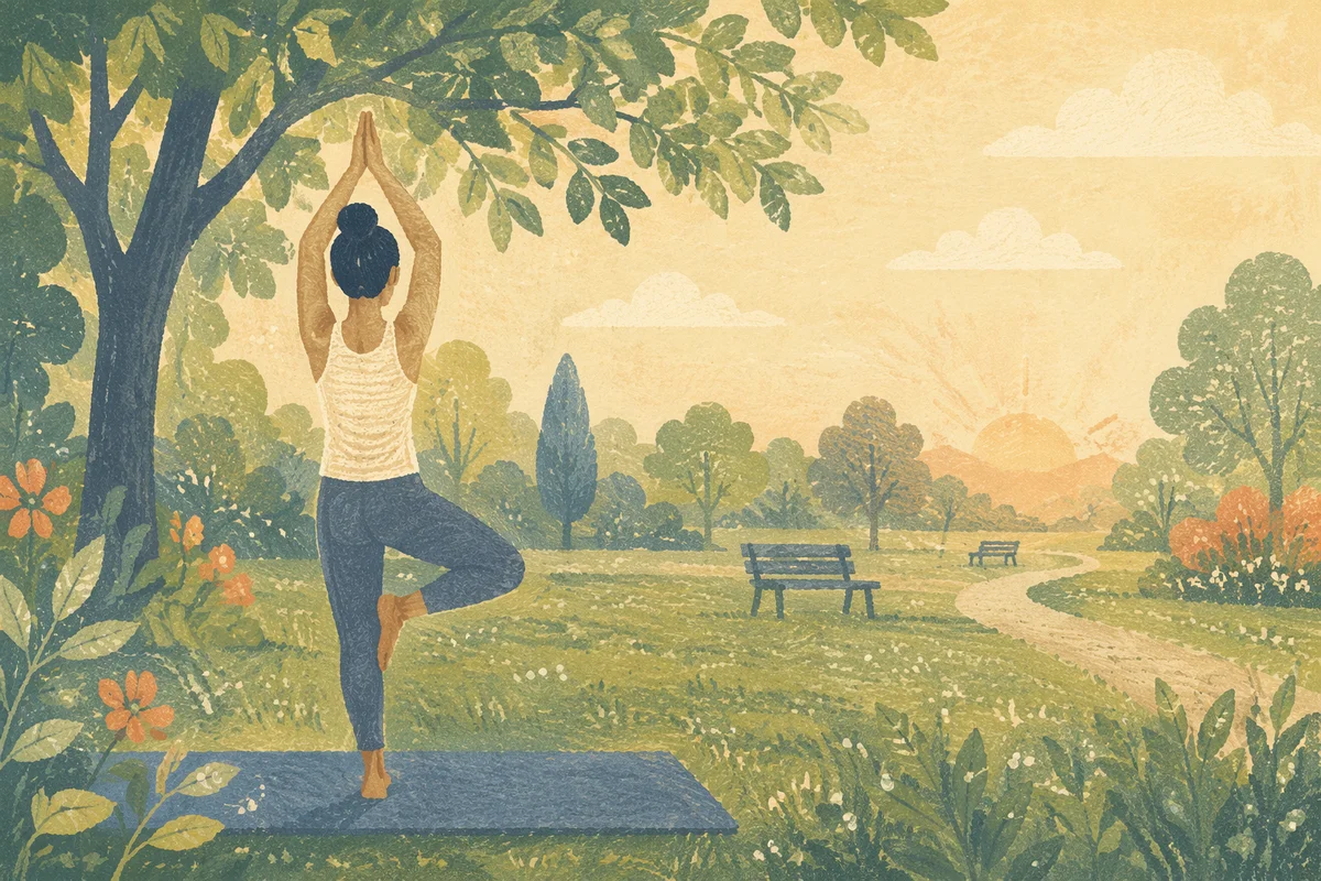 Morning Tree Pose Yoga in Park