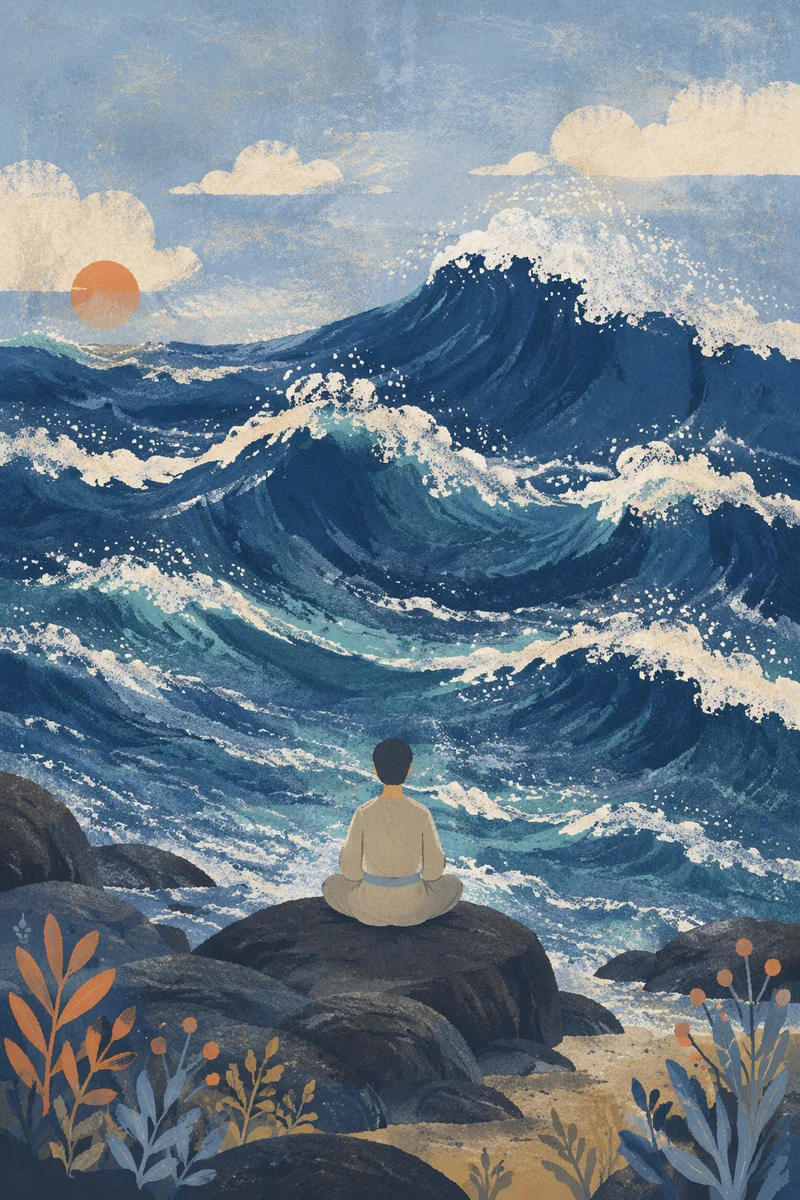 Ocean Wave Meditation on Coastal Rock