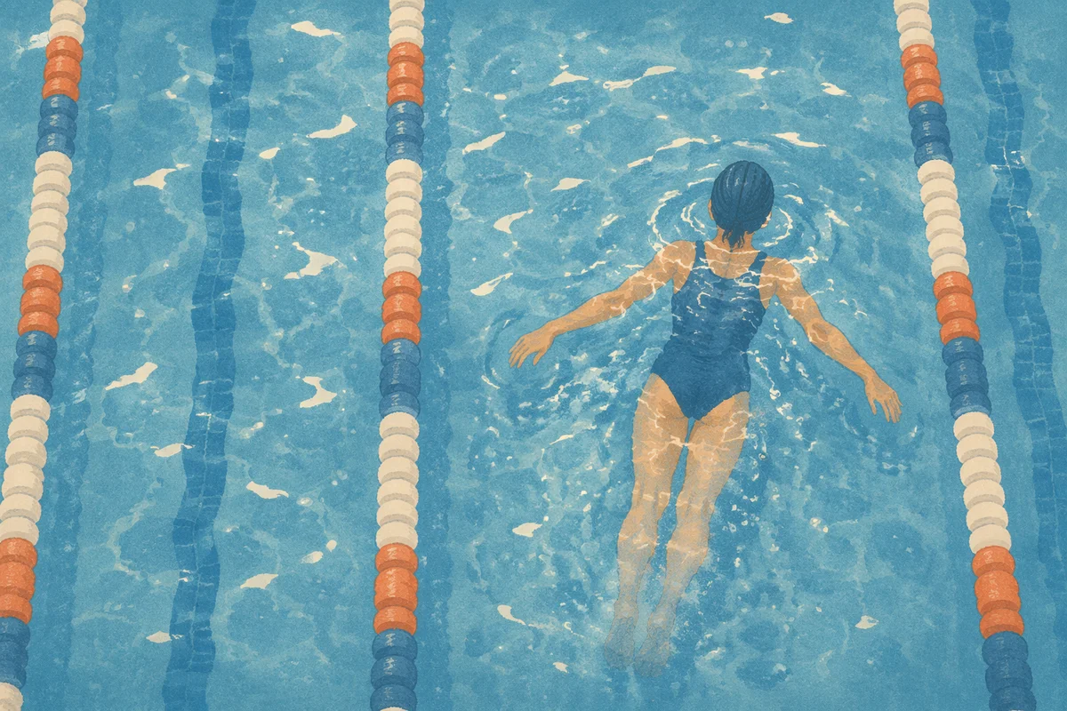 Overhead Swimmer in Calm Teal Pool