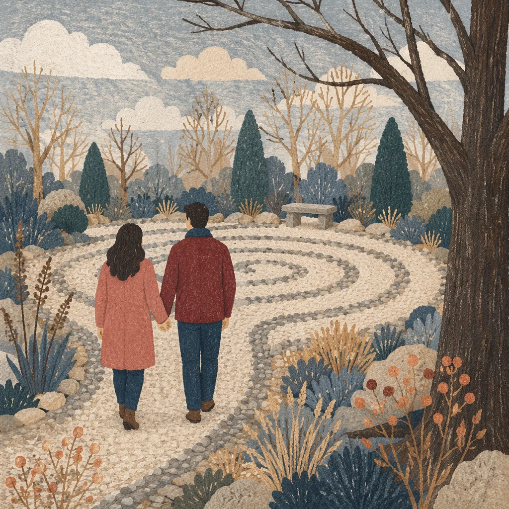 Peaceful Garden Labyrinth Meditation Walk