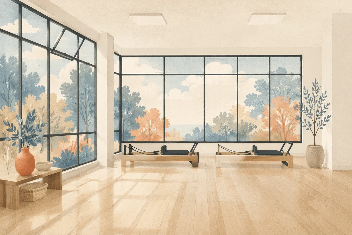 Bright Pilates Reformer Studio With Morning Light