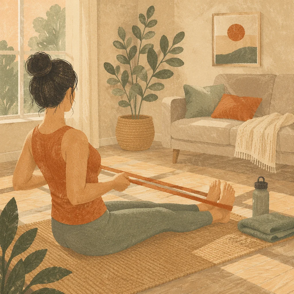 Seated Resistance Band Row in Calm Home