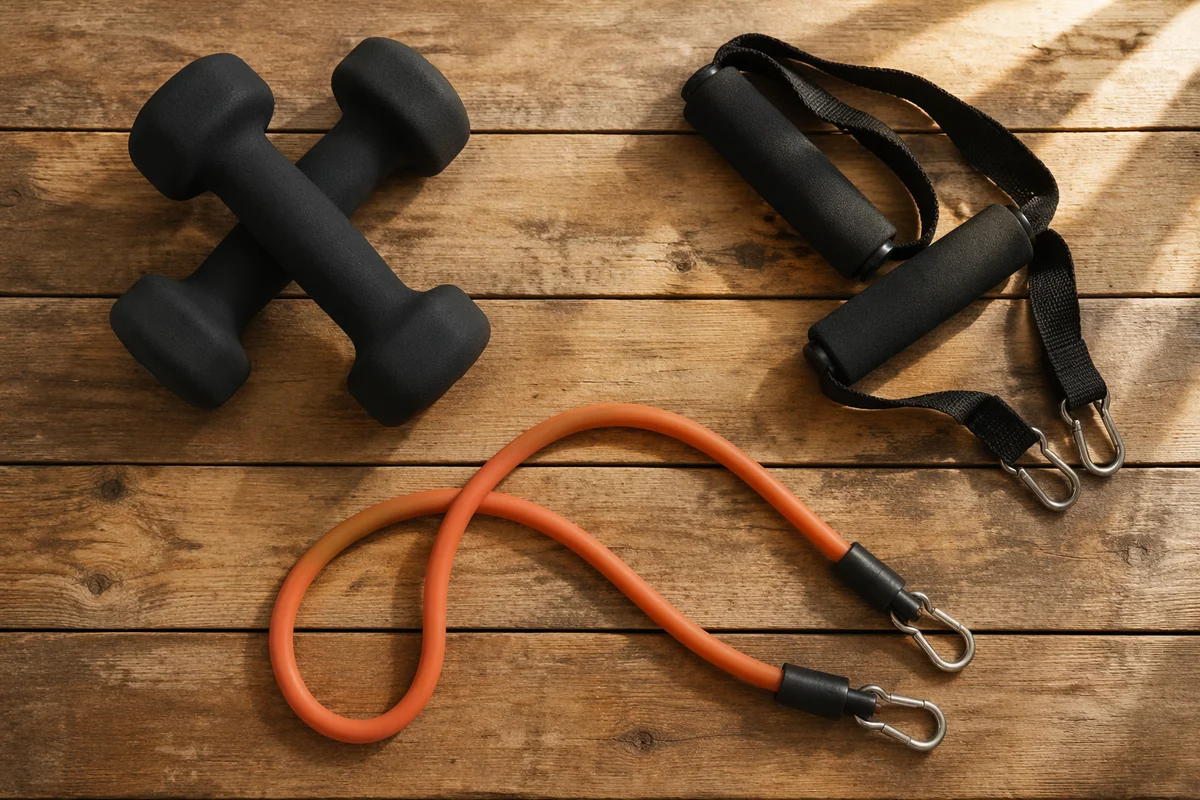 Home Resistance Band Workout Flat Lay