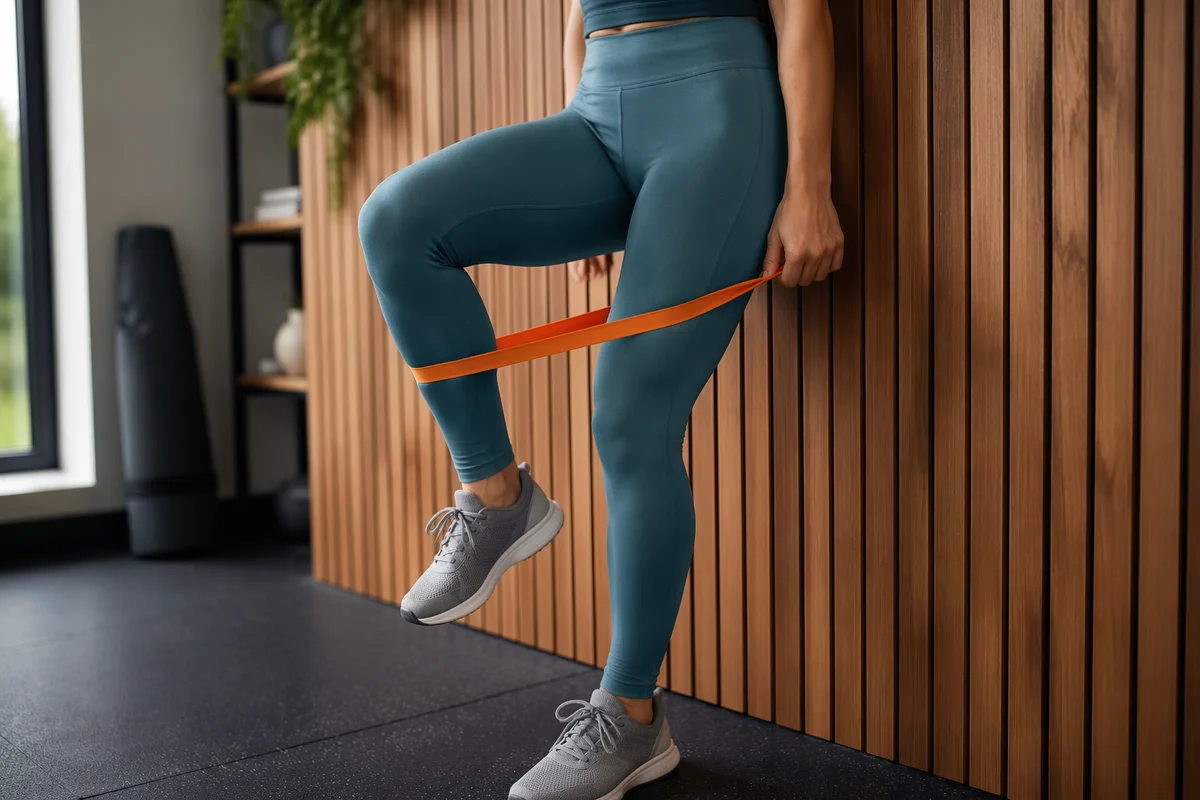 Home Resistance Band Leg Workout Close-Up