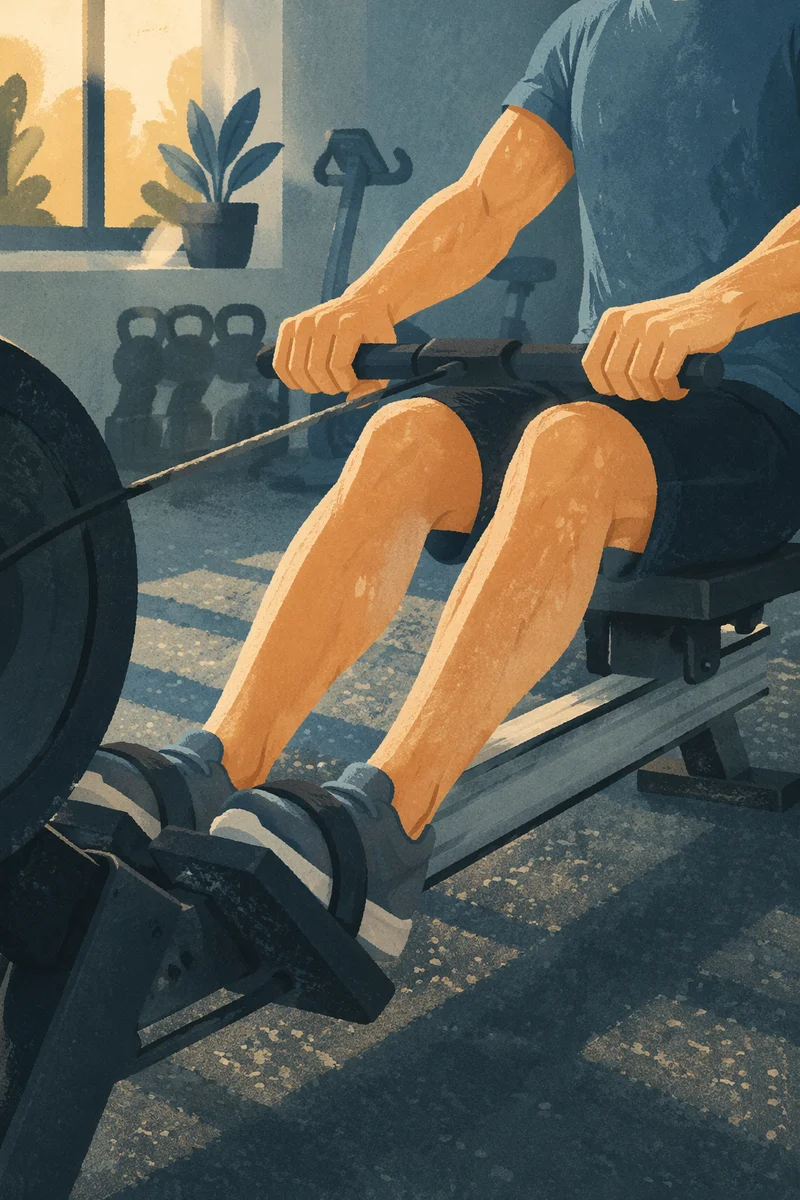 Close-Up Rowing Workout in Boutique Gym