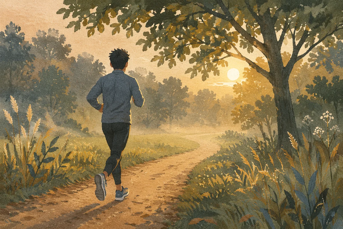Morning Jogger on Misty Park Trail