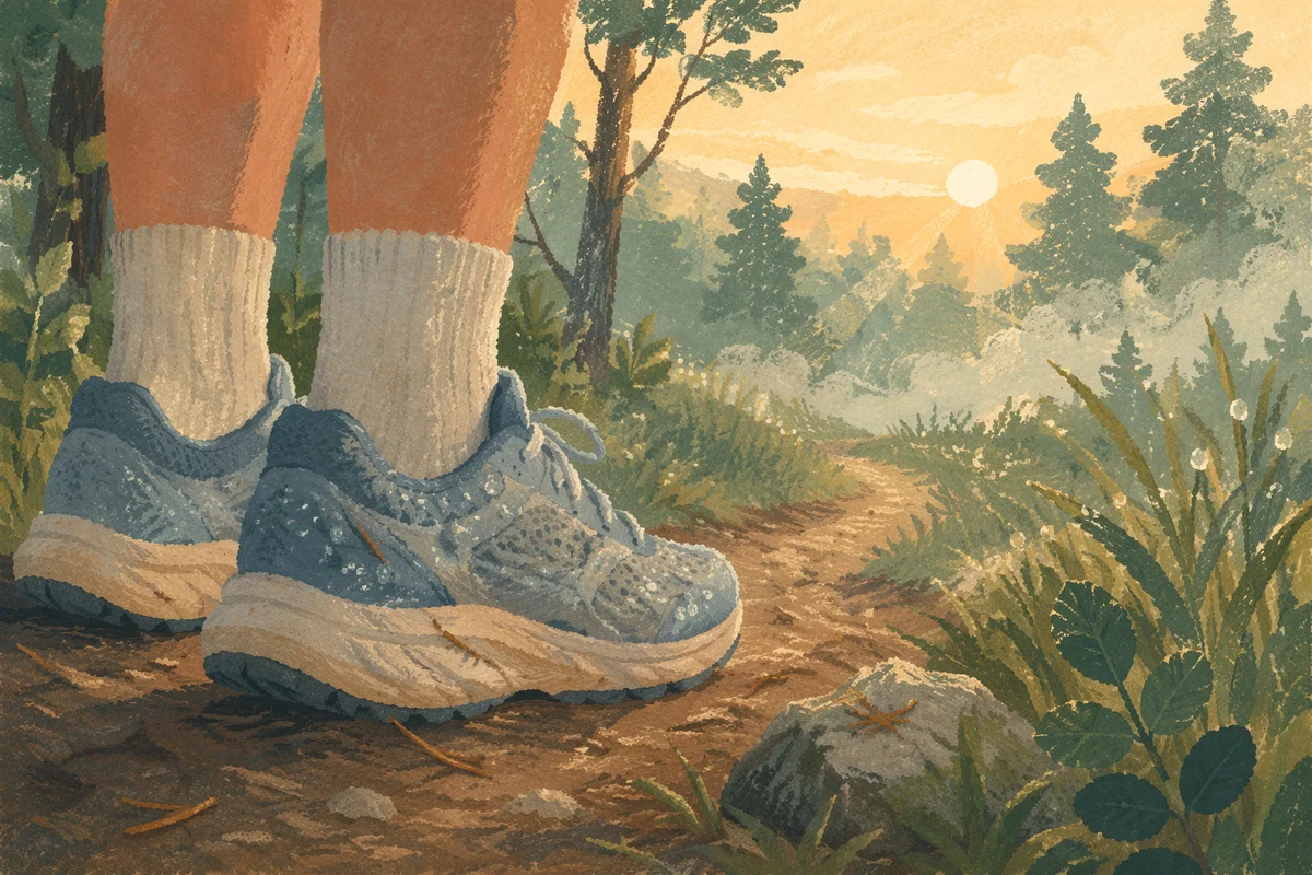 Morning Dew Running Shoes on Forest Trail