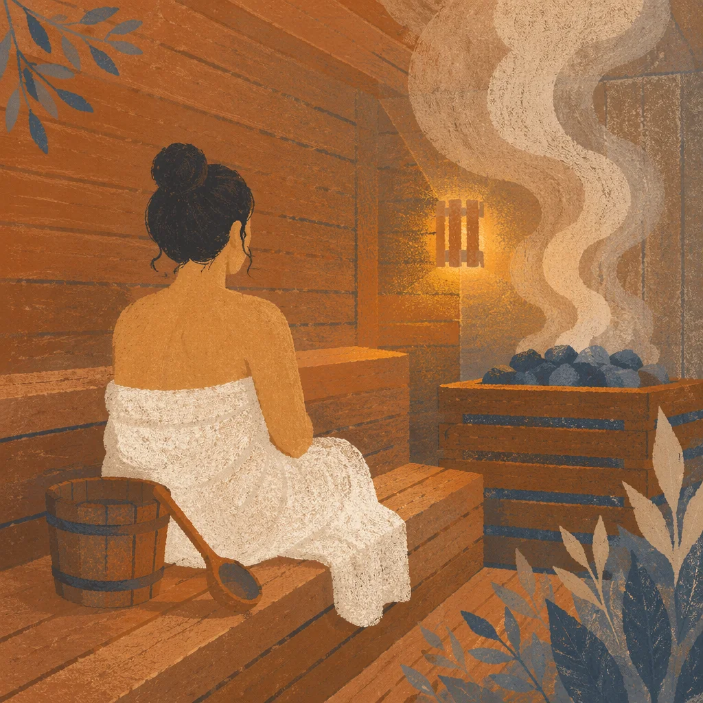 Serene Wooden Sauna with Soft Steam