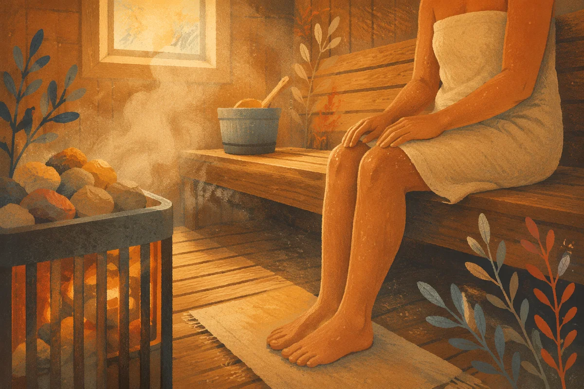 Serene Wooden Sauna Interior With Soft Steam