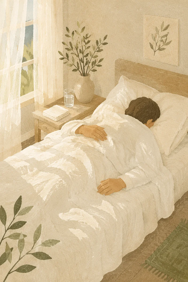 Peaceful Recovery Rest Under White Sheets
