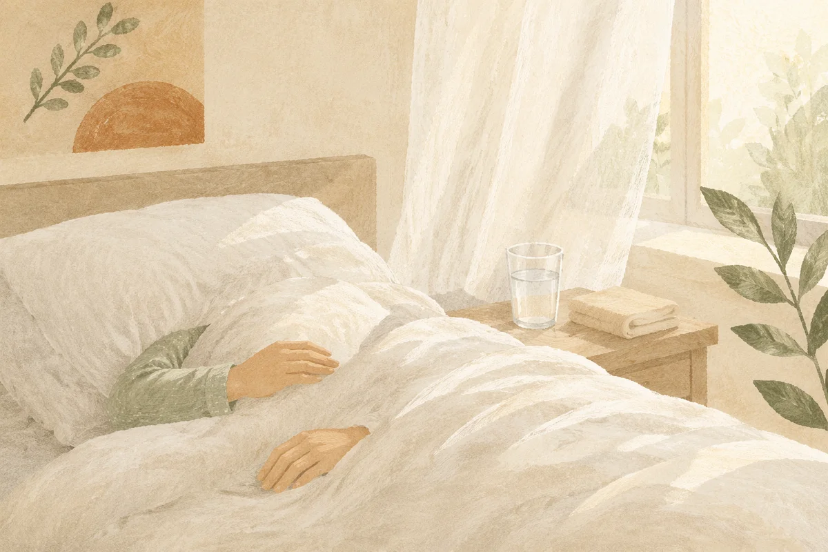 Peaceful Recovery Rest in White Sheets