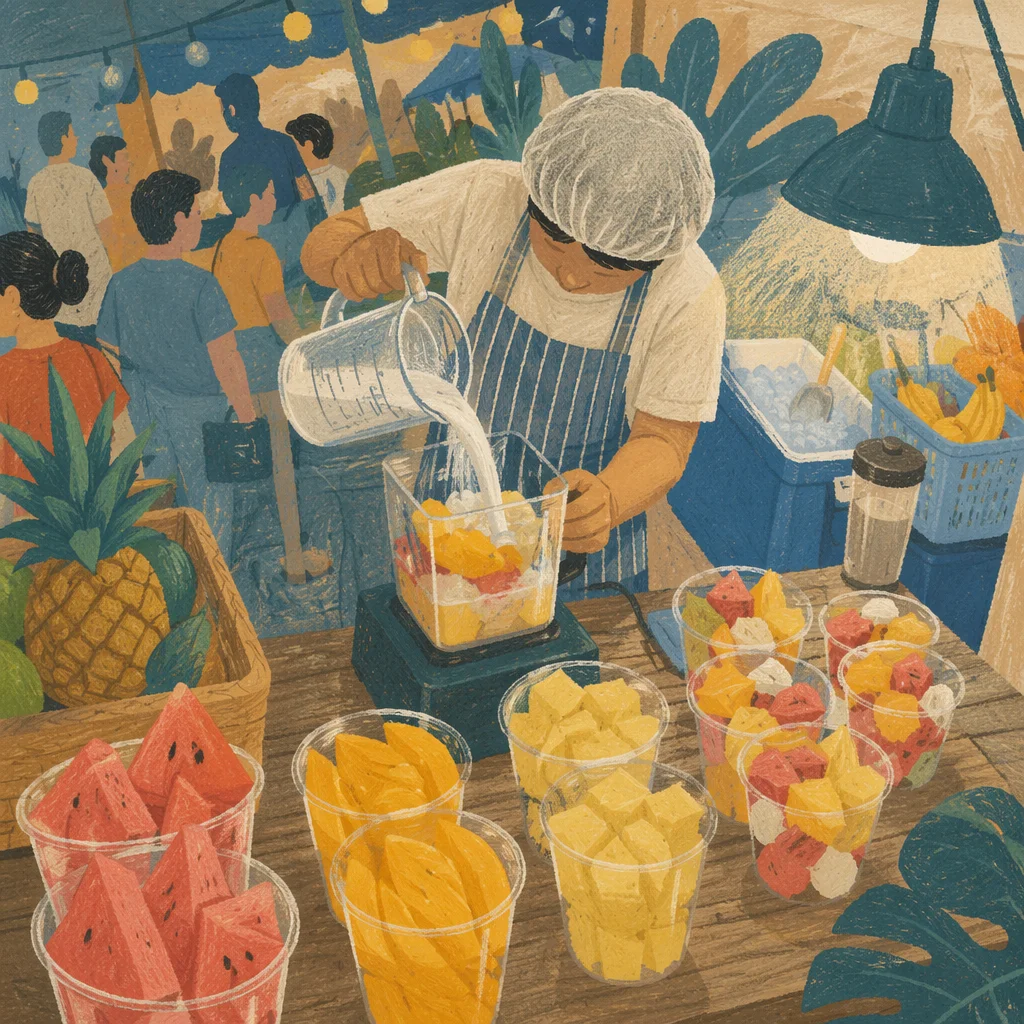 Fresh Smoothie Prep at Night Market
