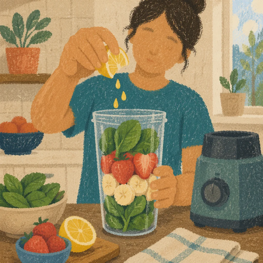 Fresh Smoothie Preparation in Cozy Kitchen