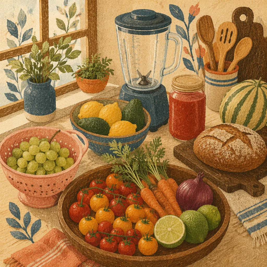 Fresh Smoothie Ingredients on Cozy Kitchen Counter