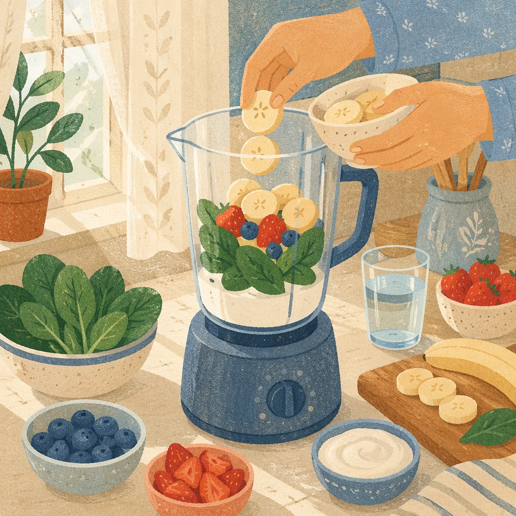 Fresh Smoothie Preparation in Sunny Kitchen