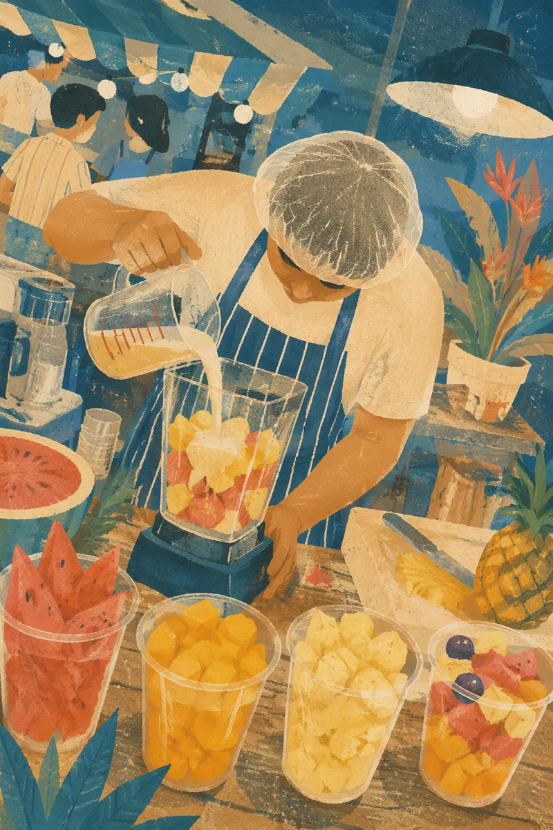 Fresh Smoothie Prep at Night Market