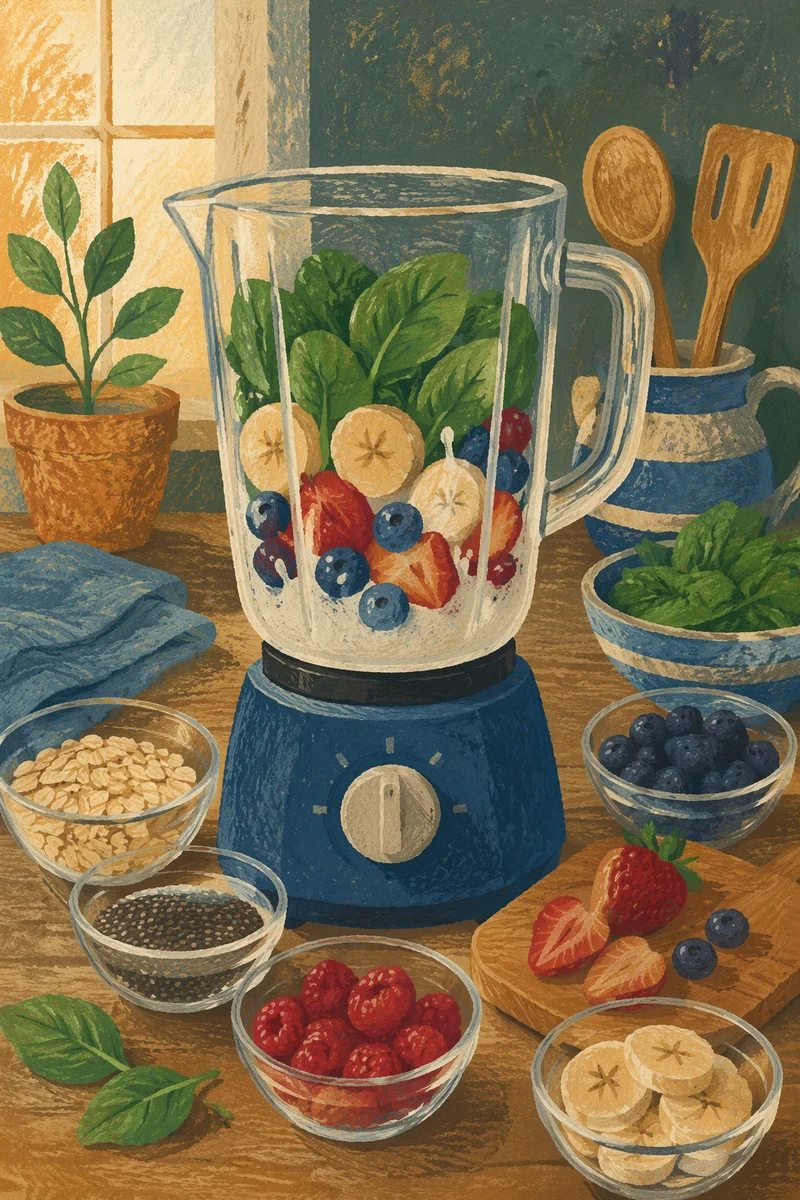 Fresh Smoothie Blender on Rustic Kitchen Counter