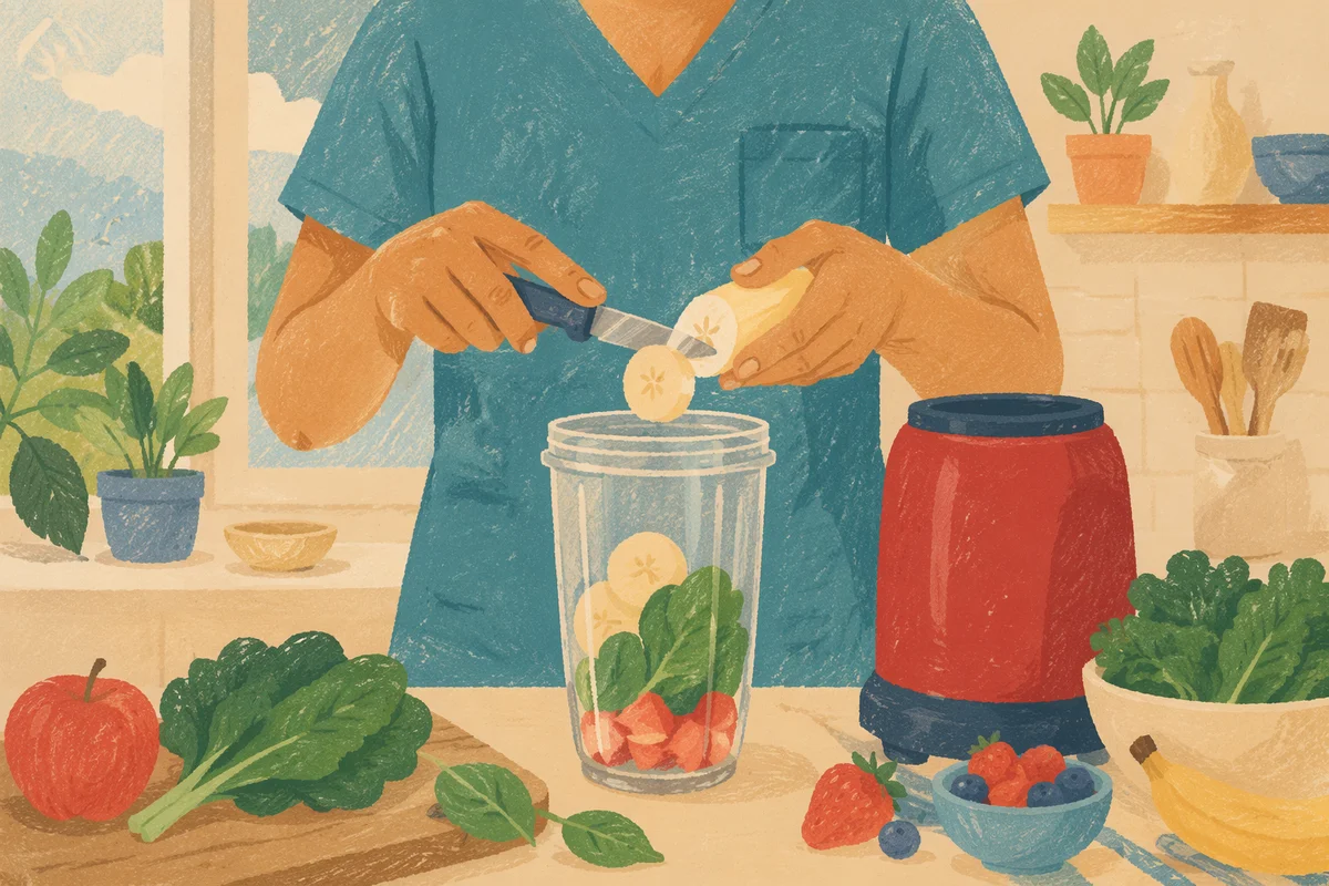Healthy Smoothie Prep in Bright Kitchen