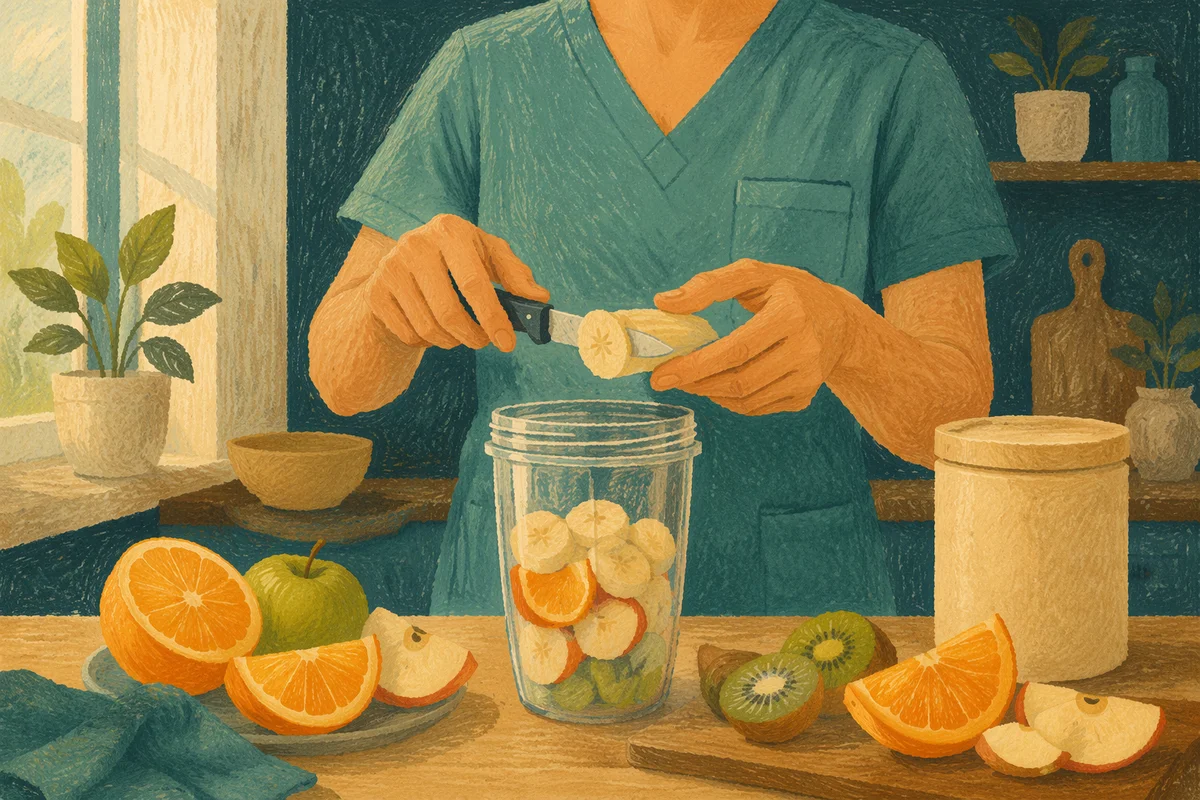 Fresh Smoothie Preparation in Modern Kitchen
