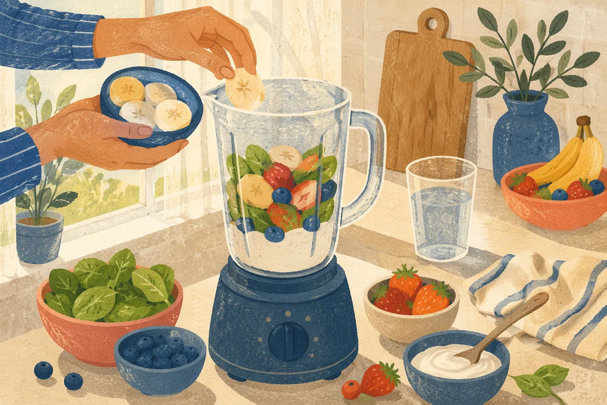 Fresh Smoothie Preparation in Sunny Kitchen
