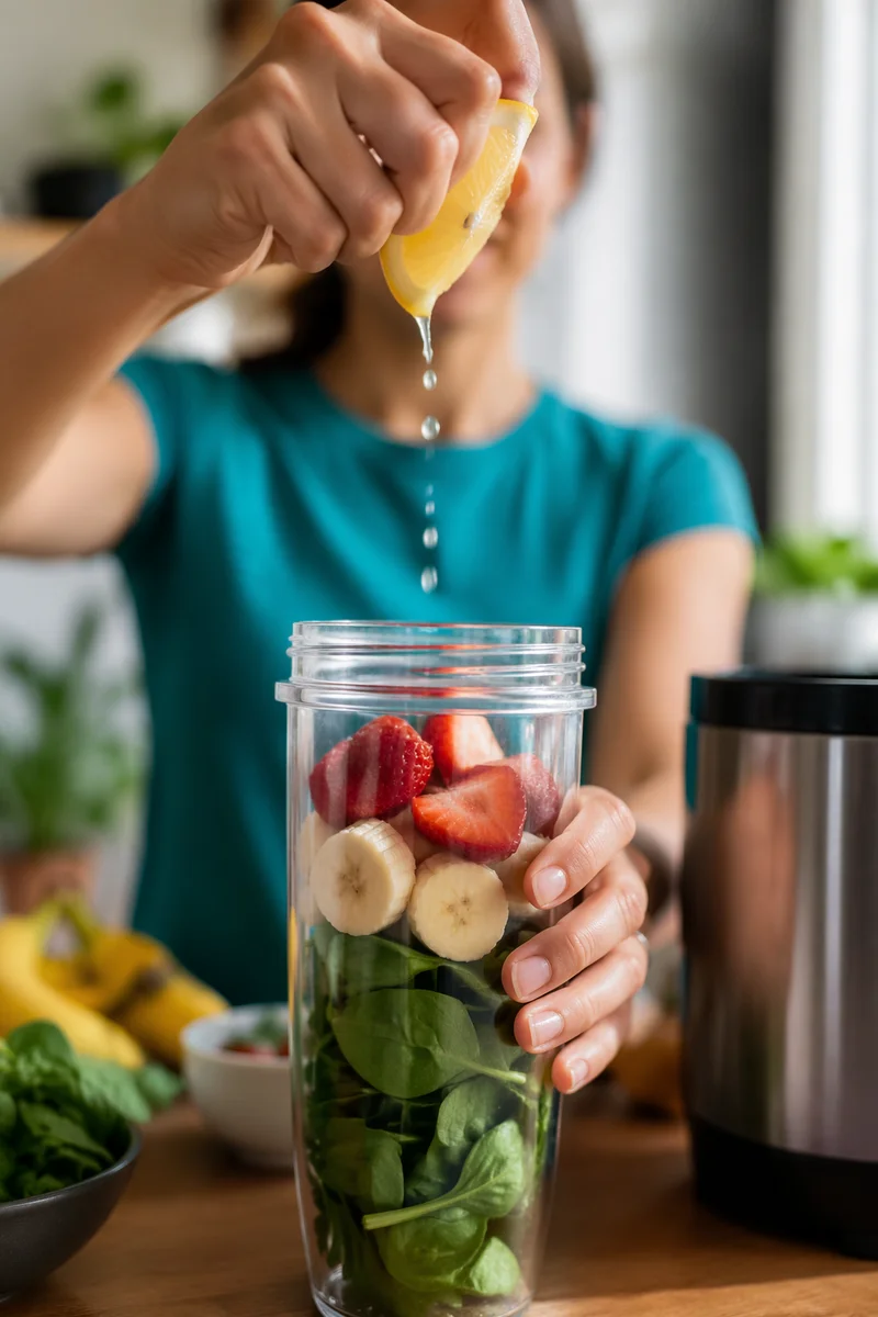 Fresh Smoothie Preparation in Modern Kitchen