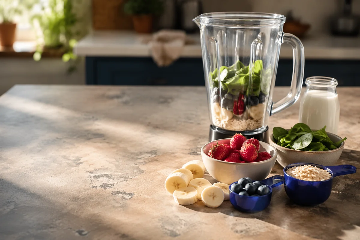 Fresh Smoothie Preparation in Sunny Kitchen