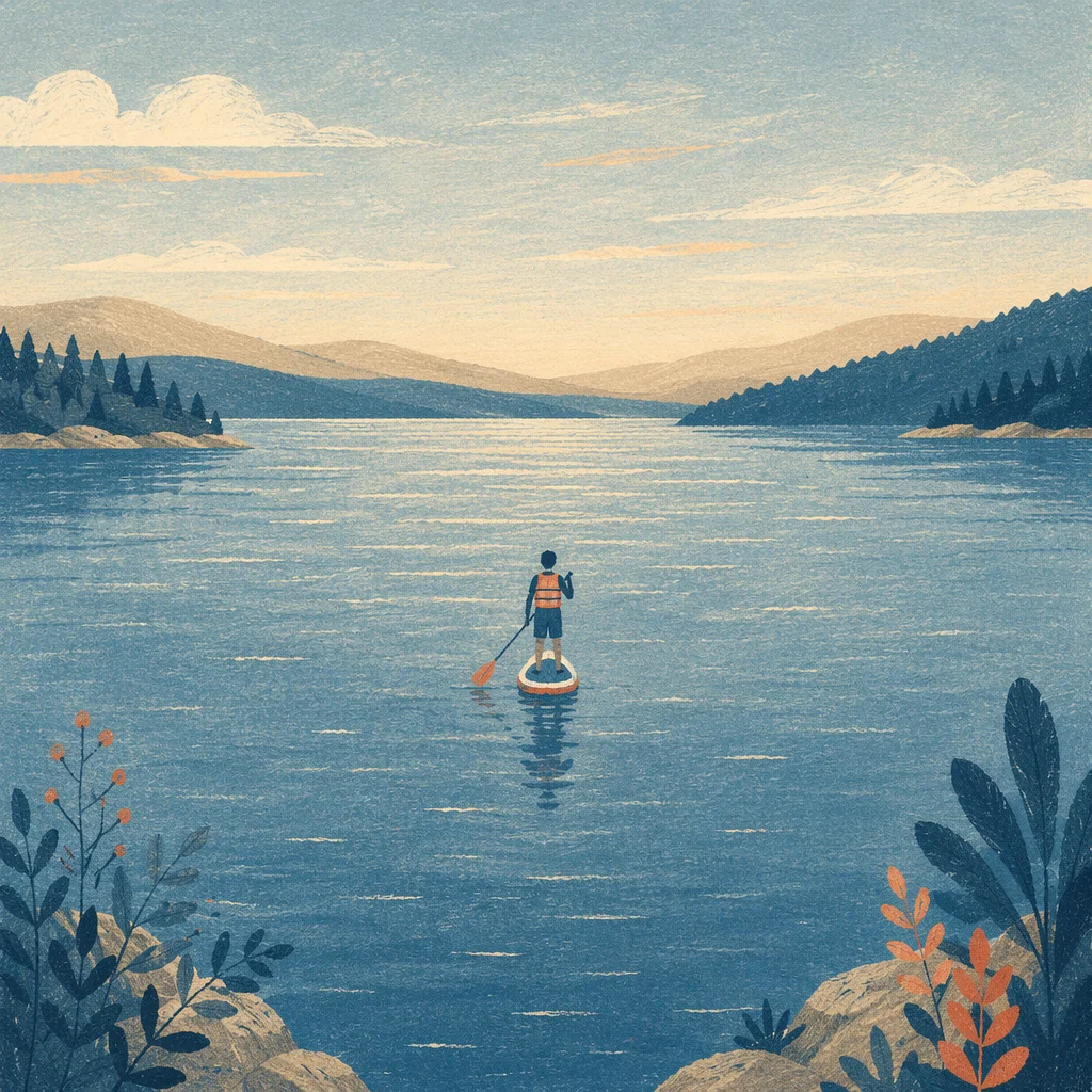 Peaceful Morning Paddle Board on Calm Lake