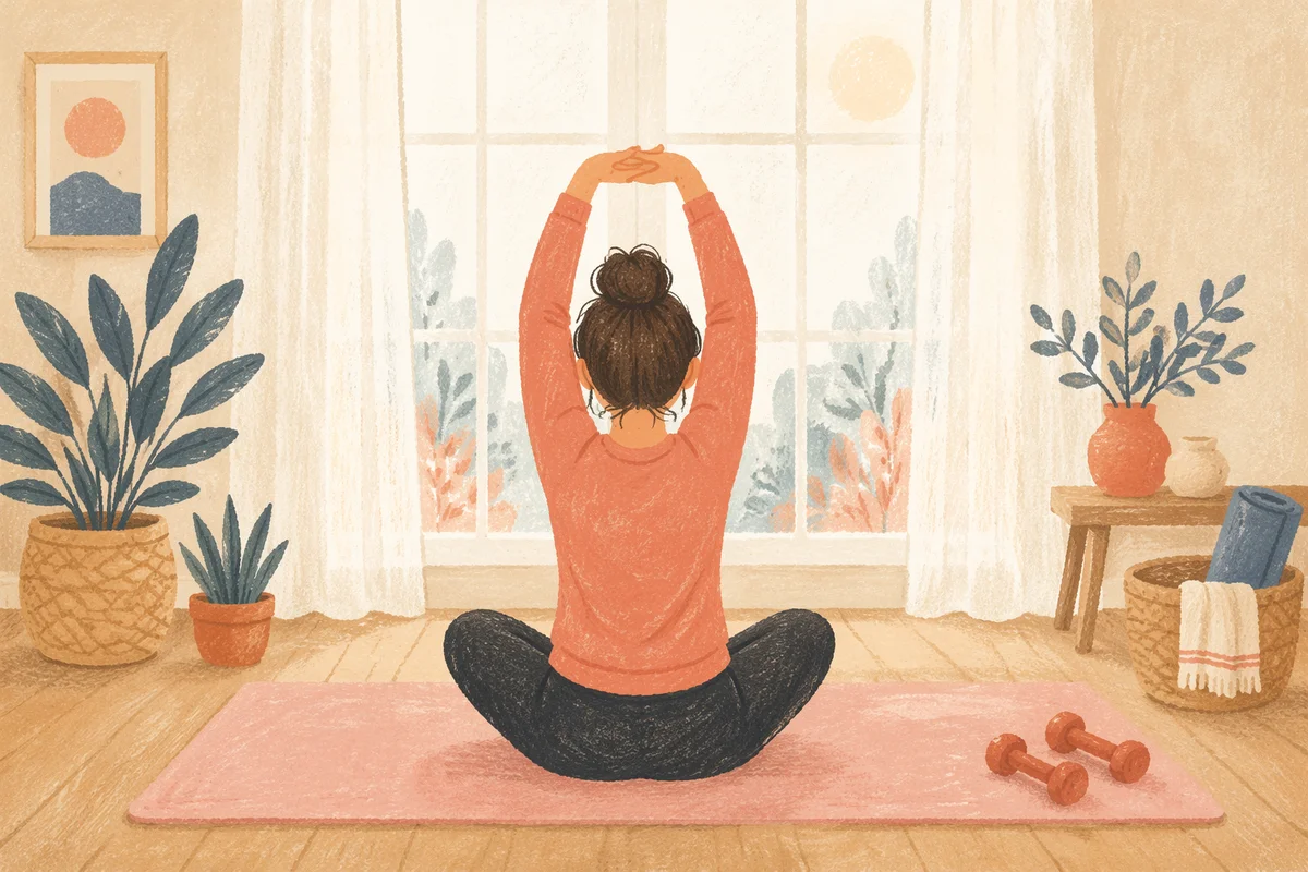 Morning Stretch on Pink Yoga Mat