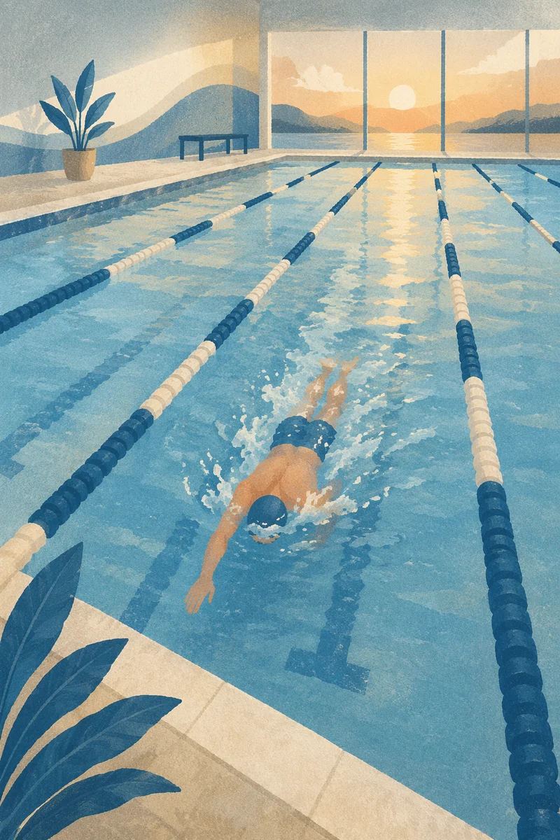 Calm Morning Swimming Laps for Wellness