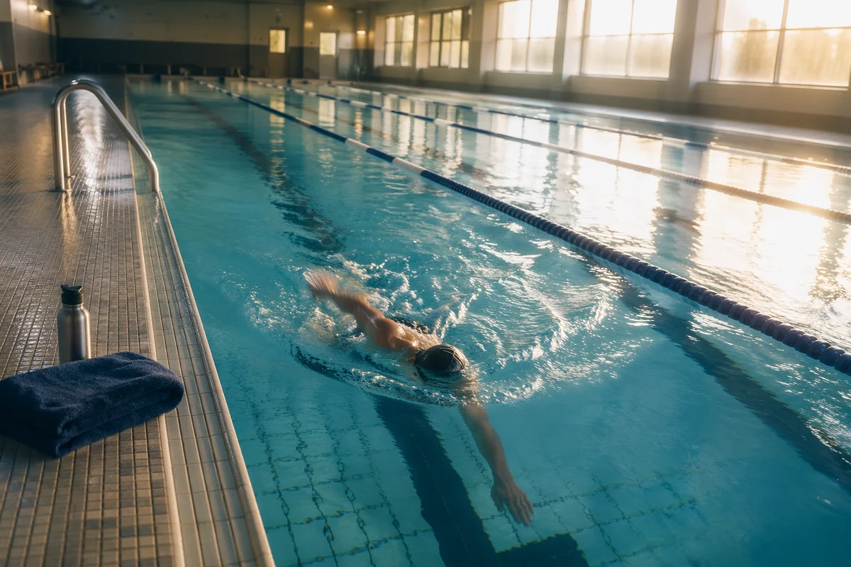 Calm Dawn Swimming Pool Lap Training