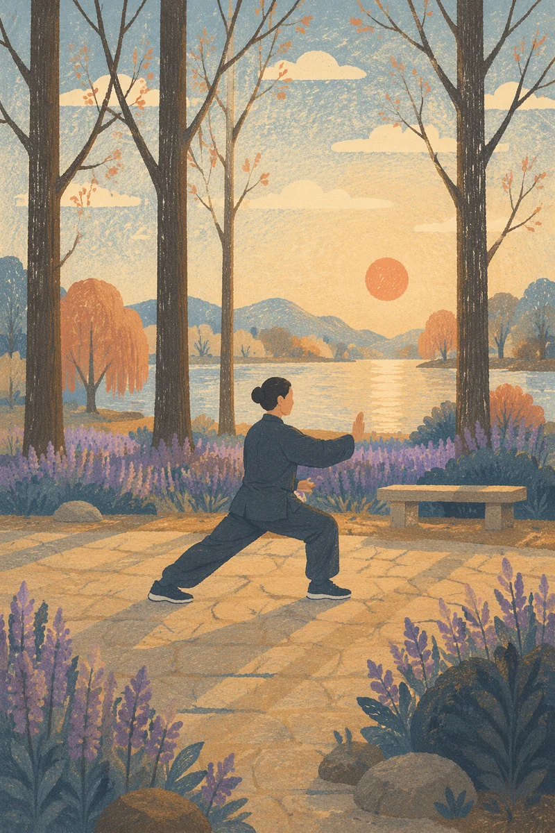 Peaceful Tai Chi Practice at Sunrise Park